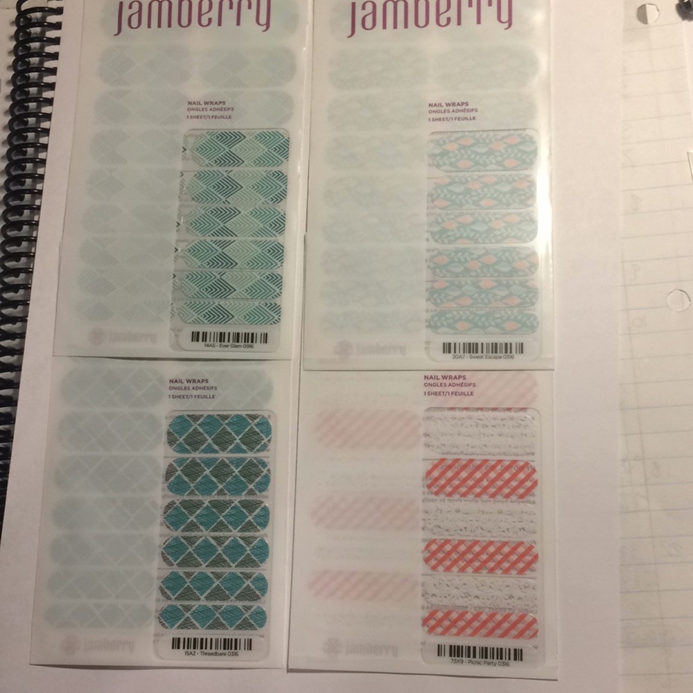 Four sets of Jamberry nail wraps